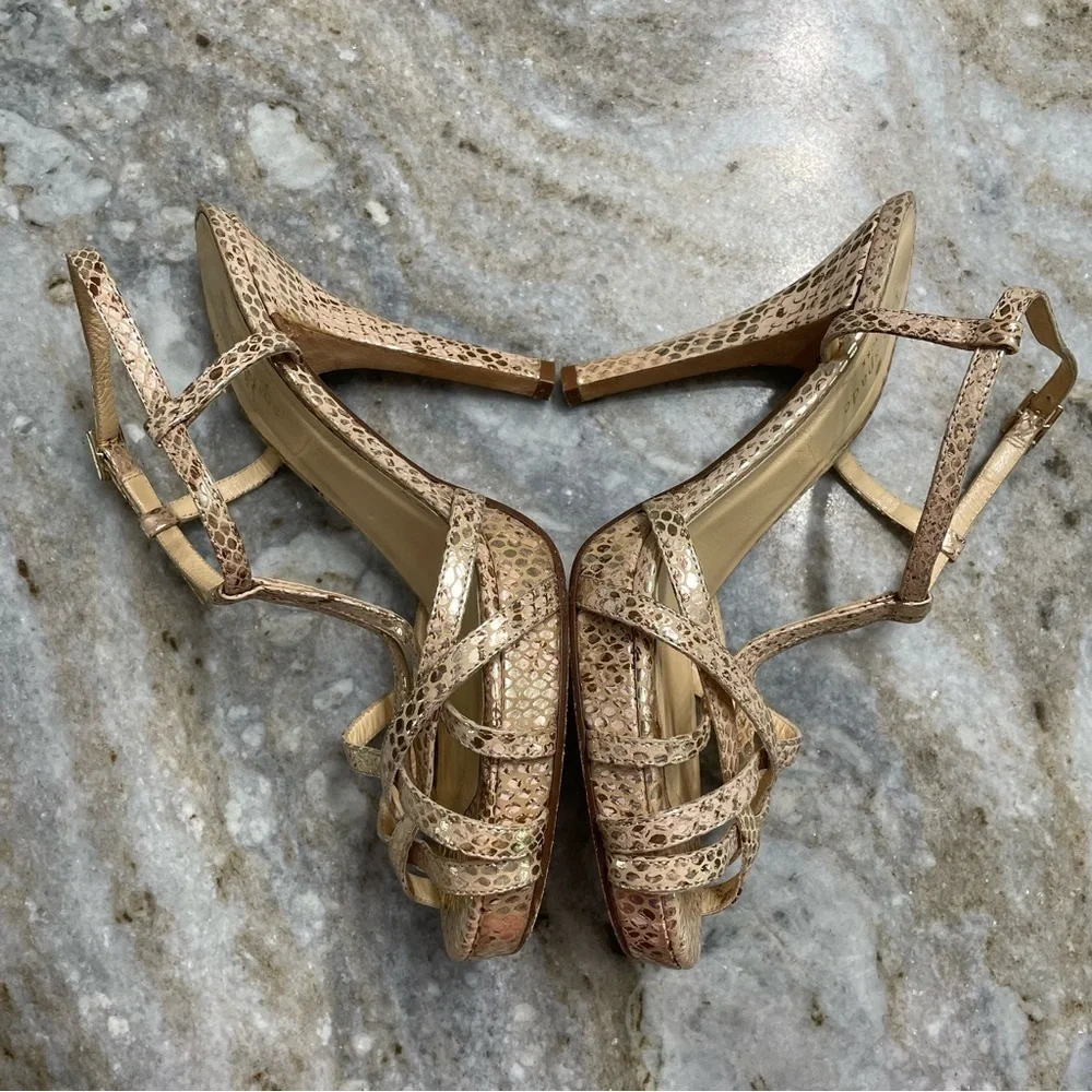 Kate Spade Gold Snakeskin Heel Sandals Women’s 7.5 B
